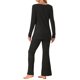thumbnail image 3 of INSPIRE CHIC Conjunto de salón de punto acanalado para mujer, top de manga larga y pantalones, conjunto de pijama de dos piezas a juego XS Negro, 3 of 6