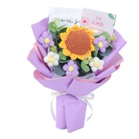 Magideal - Ramo De Ganchillo Hecho A Mano, Decoración Del Hogar, Margarita De Flores Tejidas Para El Día De La Madre, Cumpleaños, Elegante Ramo De Mesa, Centro Púrpura