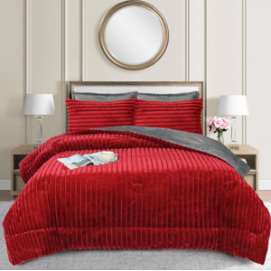 Tecnocasa - Cobertor Con Chiporro Texturizado Lineal 2 Plazas Color Rojo