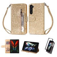 Funda Para Foxdock Elegante Funda Samsung Galaxy Z Fold5 Glitter Con Cremallera-Ideal Para El Uso Diario