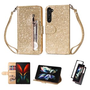 Funda Para Foxdock Elegante Funda Samsung Galaxy Z Fold5 Glitter Con Cremallera-Ideal Para El Uso Diario