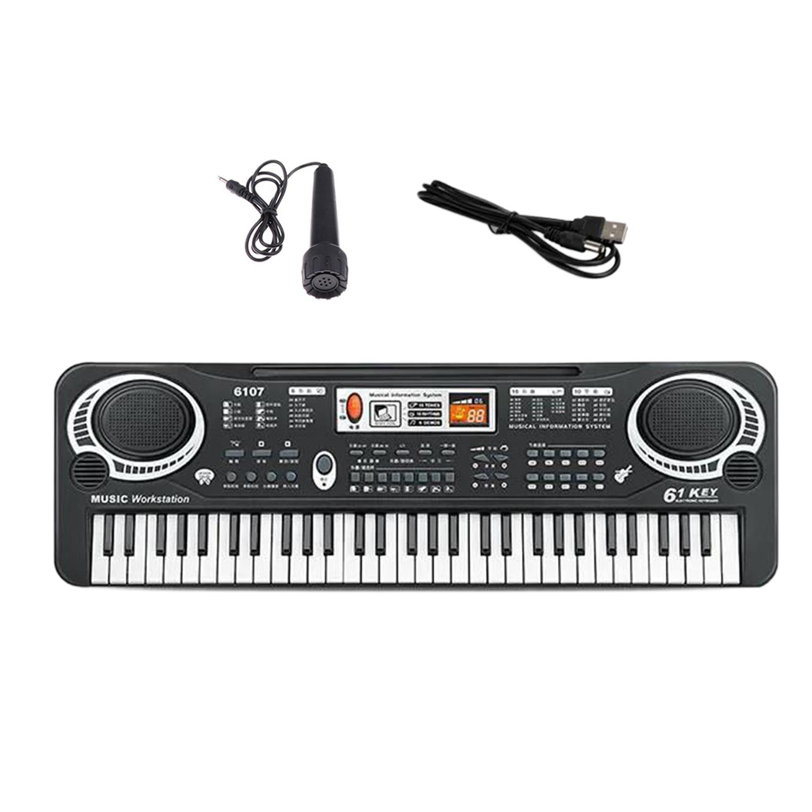 Magideal - Piano Electrónico De 61 Teclas Para Niños, Juguete De Iluminación Musical, Juguete Educativo Portátil Para Edades Tempranas De 3 + 1 Años, 3, 4, 5, 6, Embalaje De Colores Negros