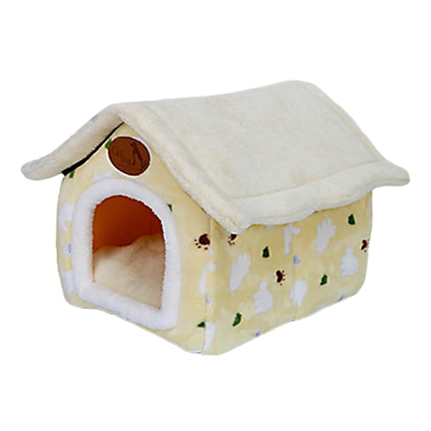 Cama para perros y gatos, nido de Gato, cojín interior con cojín extraíble, casa para gatos, cama para mascotas, tienda de campaña, cama cueva para Amarillo M