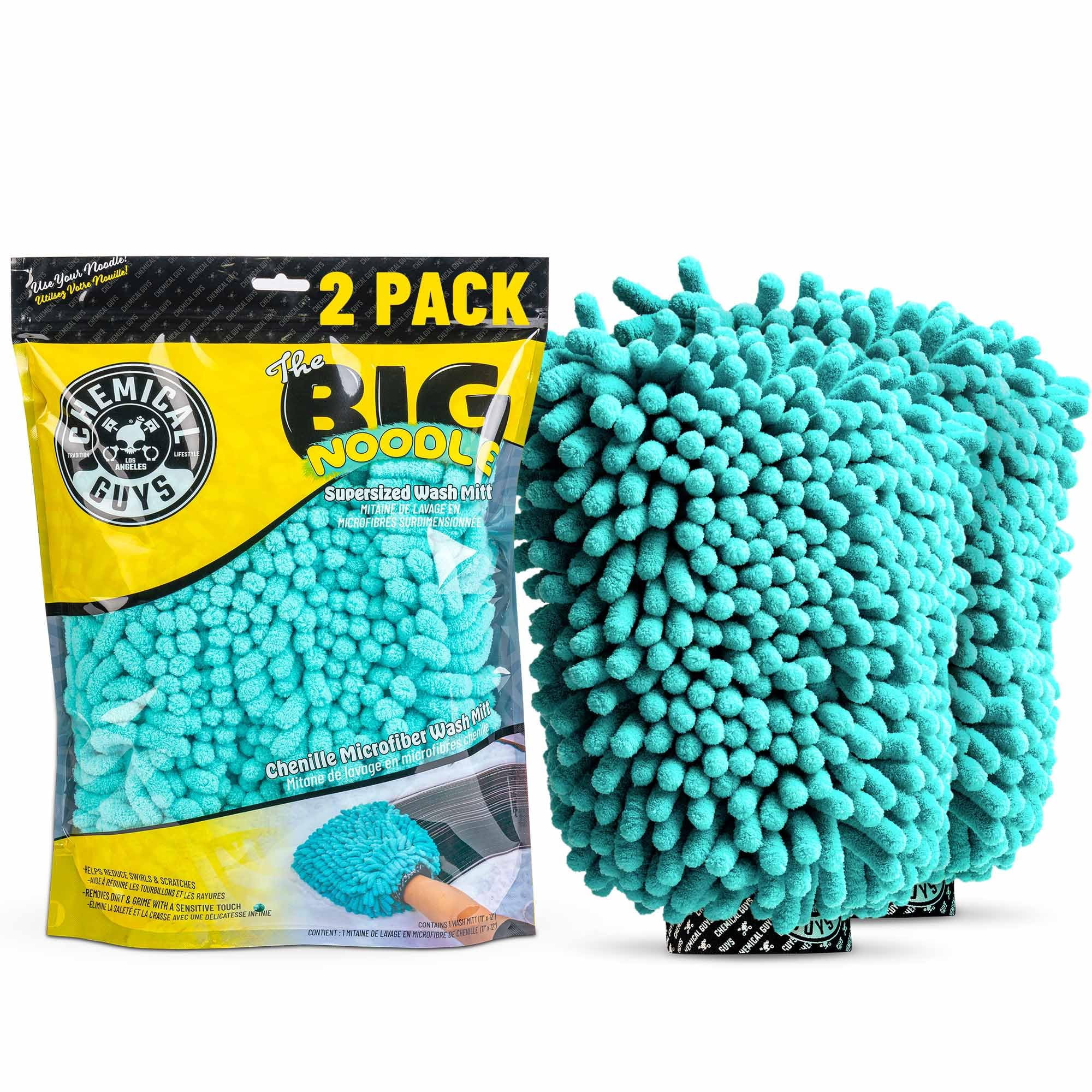 Guante de lavado Chemical Guys Teal X-Large Noodles, paquete de 2