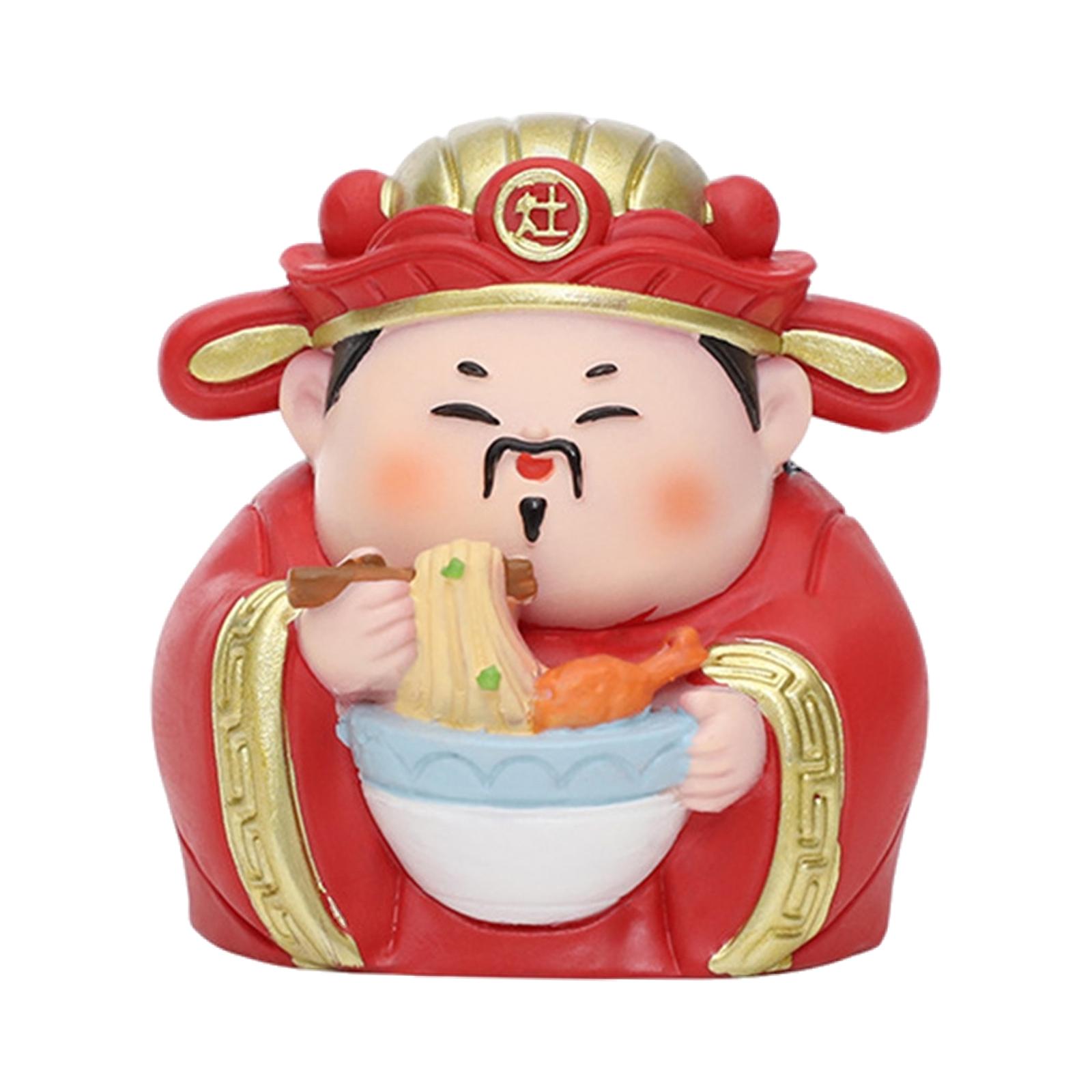 Bothyi - Figura Inmortal China De Resina De Dibujos Animados, Escultura Fengshui Para Decoración De Escritorio, Dios De La Cocina