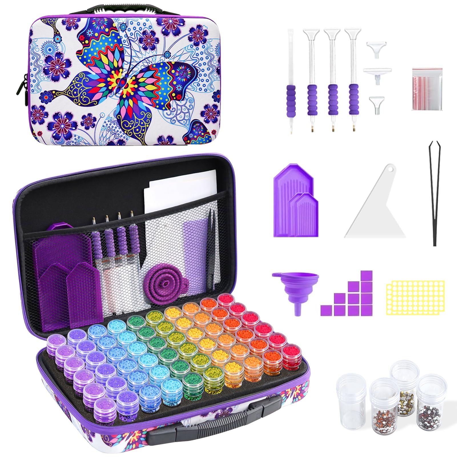 Zoretco - Estuche De Almacenamiento Para Pintura De Diamantes Con 60 Ranuras Y Accesorios