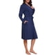 thumbnail image 4 of INSPIRE CHIC Bata larga de mujer de manga larga de rayón, bata larga suave con cinturón, ropa de dormir para salón, cubierta M Azul, 4 of 6
