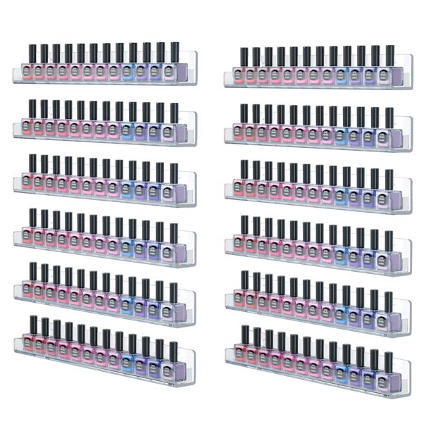 Estante de pared para esmaltes de uñas FEMELI, acrílico transparente, 12 estantes, 38 cm