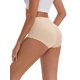 thumbnail image 3 of INSPIRE CHIC Ropa interior de mujer de cintura alta con levantamiento de glúteos y control de abdomen, bragas transpirables de algodón en talla grande, paquete de 4, XXL, 4 Beige, 3 of 4