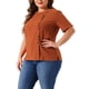 thumbnail image 4 of Agnes Orinda Camiseta de Mujer Talla Grande Manga Corta Cuello Redondo Blusas de Algodón Lino Talla 1X Marrón, 4 of 6