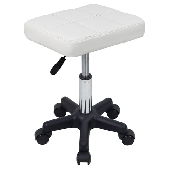 Taburete rodante FURWOO rectangular con altura regulable, color blanco