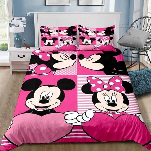Mickey Mouse Bedding Sets for Children,Duvet Cover Sets,Mickey Minnie Quilt Cover Pillowcase,Children Present Gift Bed Sheets