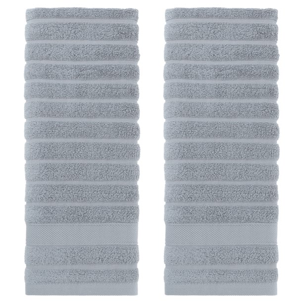 REGALWOVEN Toallas de Mano de Algodón, Toalla Decorativa de Patrón a Rayas para Baño, Viaje, Campamento Gris 2 Piezas