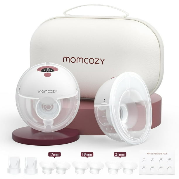 Momcozy M5 Extractor de Leche Eléctrico Portátil Manos Libres, Paquete de 2, Rojo