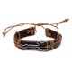 thumbnail image 1 of Pulsera unisex de cuero e hilo con dije de guitarra ajustable, 1 of 6