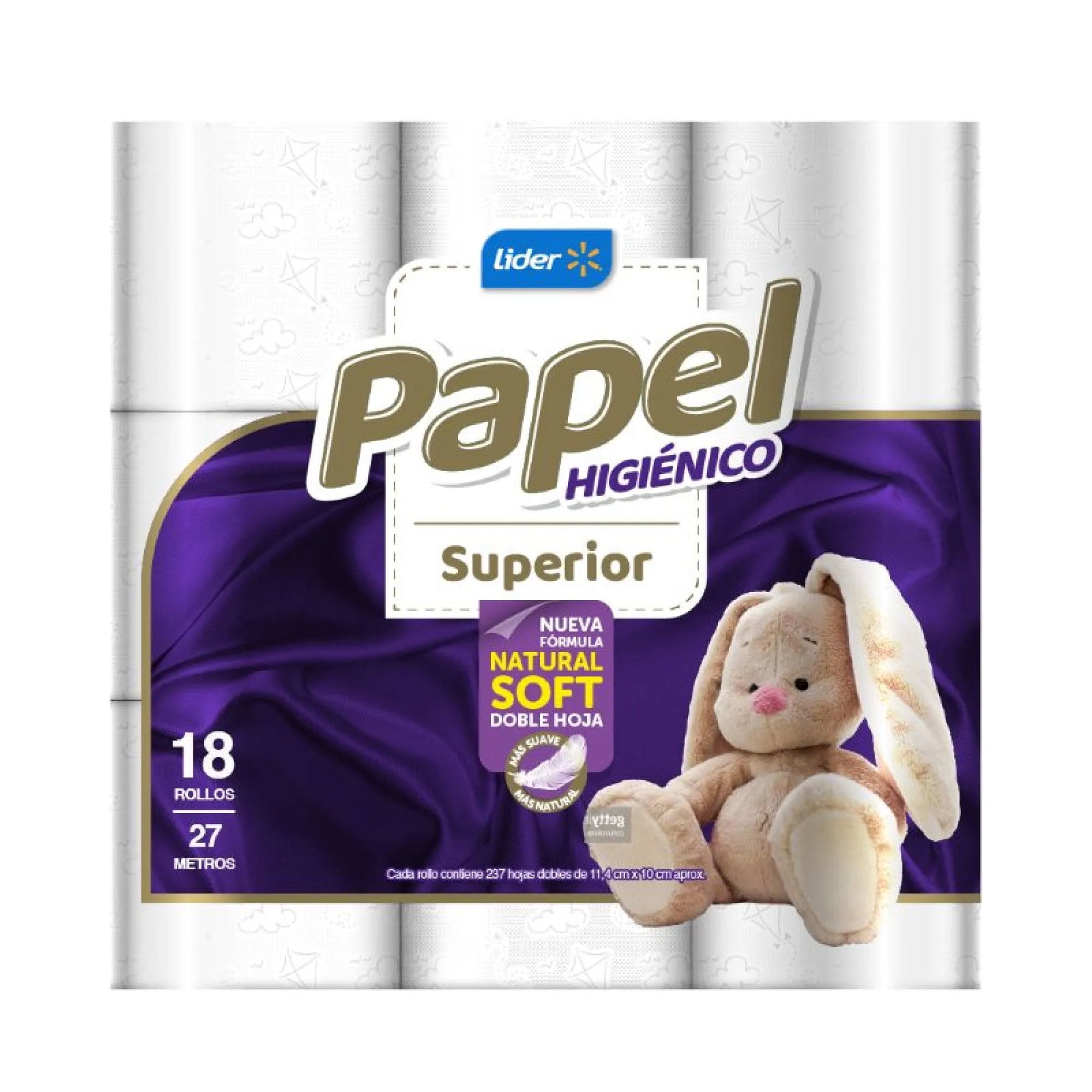 Papel Higiénico Doble Hoja 27 M 18 Un Lider