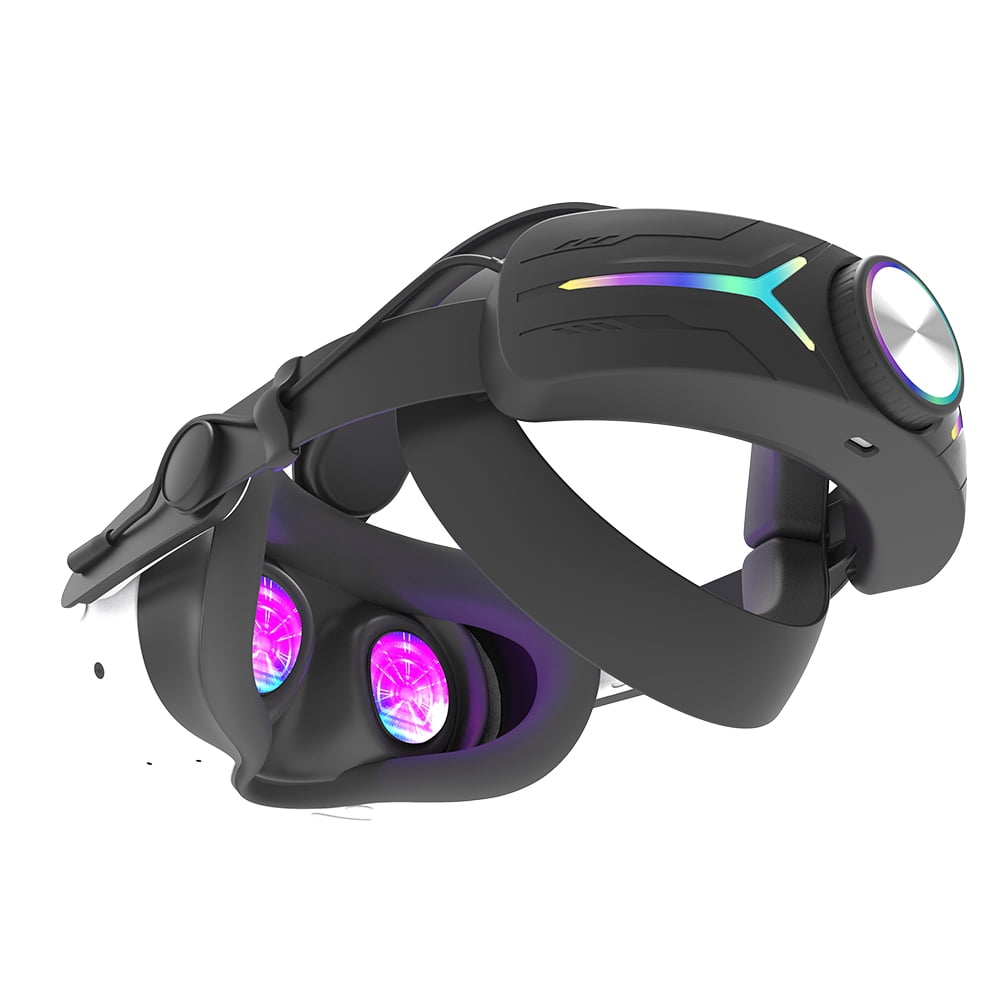 Genérico - Compatible Con El Casco De Realidad Virtual Meta Quest 3/3s - Correa Ajustable Rgb Para La Cabeza Con Batería De 12000mah Para Prolongar El Tiempo De Juego-negro