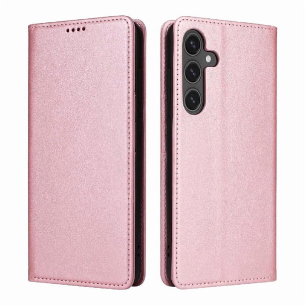 Funda Cartera para Samsung Galaxy S24 FE con Ranuras Tarjetas y Soporte - Protección Completa Oro rosa