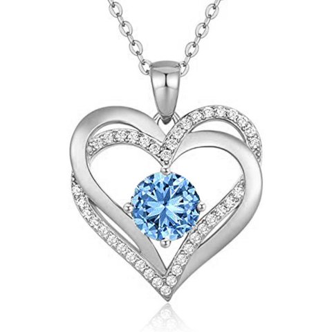 Heshpaws - Collar Love Pendant Con Piedra De Nacimiento Plata