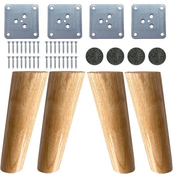 Patas para muebles KITEVICH de madera maciza de 15 cm, paquete de 4