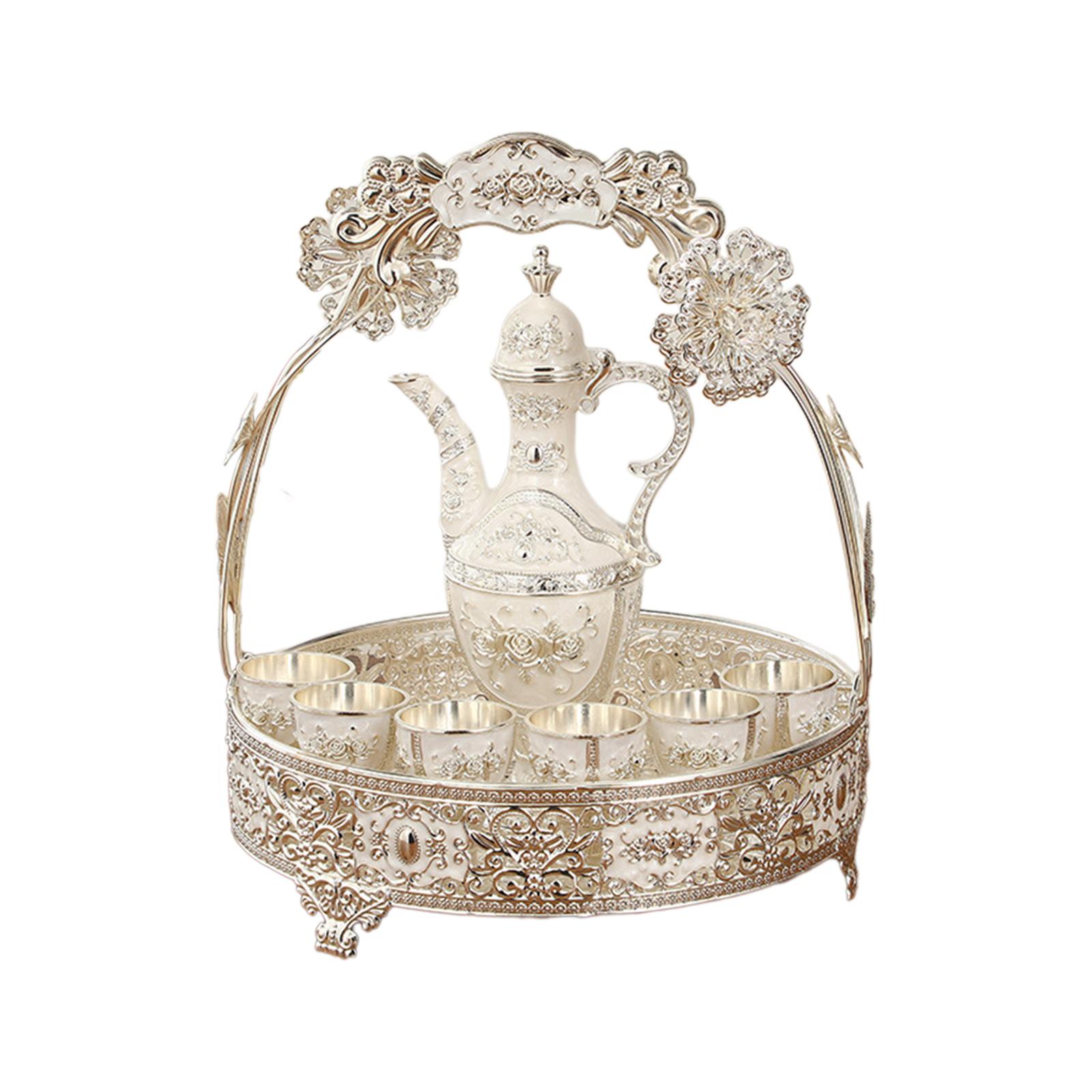 Bothyi - Juego De Café Turco, Tetera Turca, Bebida Para Sala De Estar, Fiesta En Casa, Plata