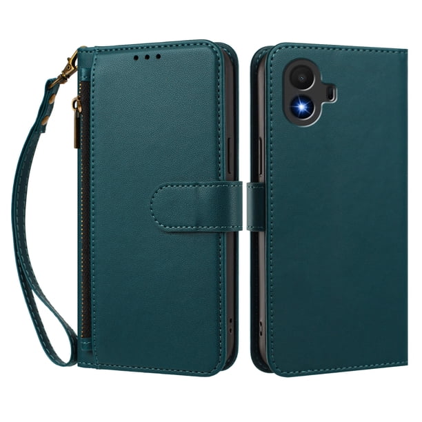 Funda Tipo Billetera para TCL K70 SE con Soporte y Bolsillo con Cierre Verde