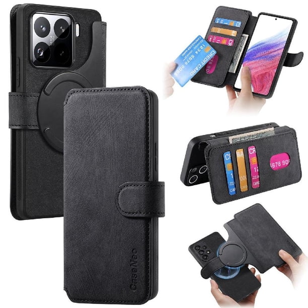 Funda Billetera Magnética para Xiaomi 15 Soporte Tarjetas Desmontable Negro