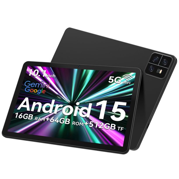Tablet VOZIZOV de 10,1 pulgadas con Android 15, procesador octa-core, 16 GB de RAM y 64 GB de almacenamiento