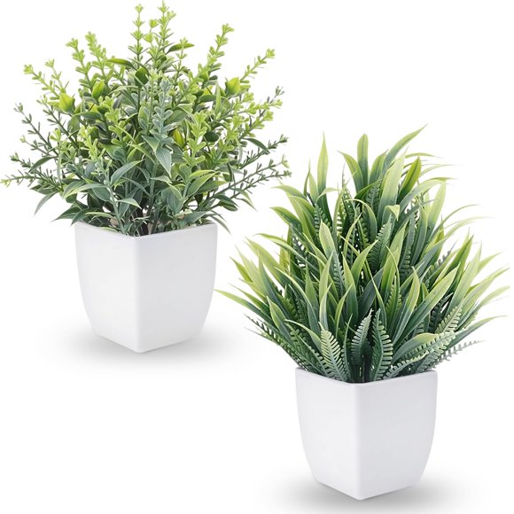 Planta artificial RUENVUE 18 cm, pack de 2 con maceta