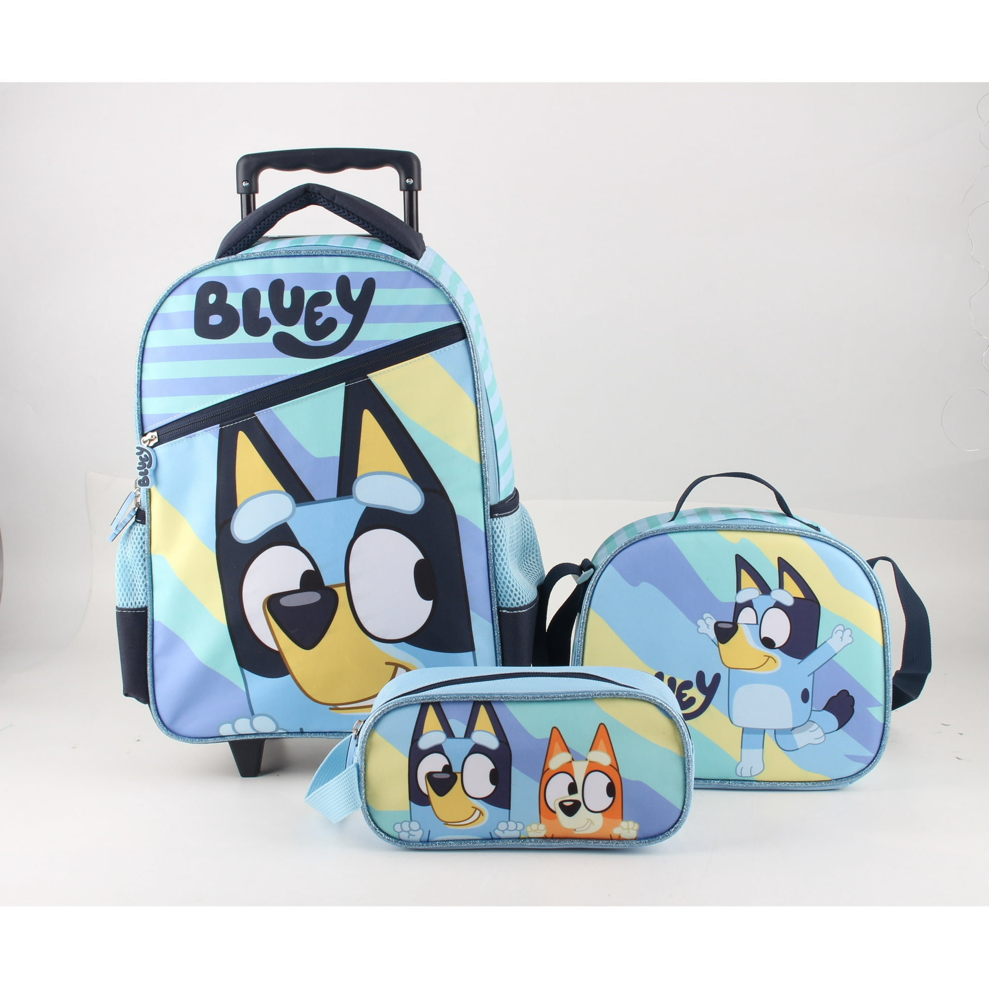 Set Mochila Con Ruedas Más Lonchera Y Estuche Bluey