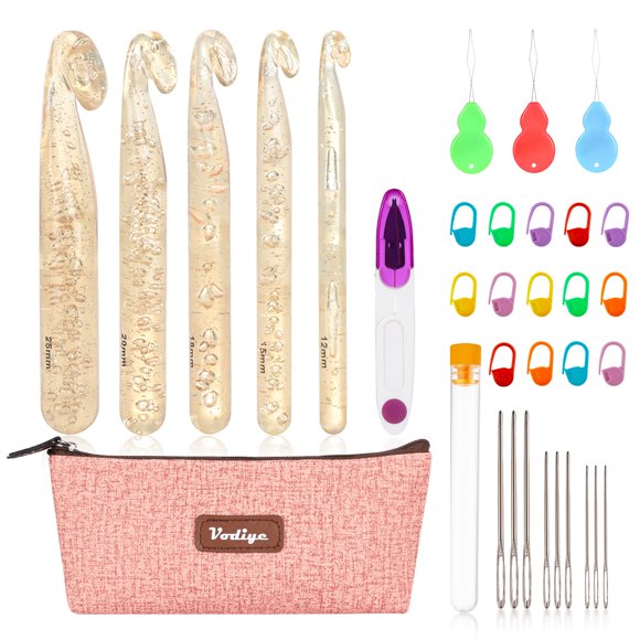 Conjunto de Ganchos de Crochet Ergonómicos Vodiye 12‑25 mm