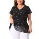 thumbnail image 1 of Agnes Orinda Blusas de Talla Grande para Mujer 2026 Verano Escote en V Manga Corta Blusa Floral Casual en Capas 4X Negro Oscuro, 1 of 6