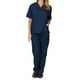 thumbnail image 1 of Uniforme de trabajo de enfermería con cuello en V y bolsillo de color sólido europeo y americano para mujer, 1 of 5