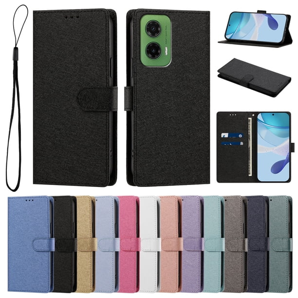 Funda Cartera de PU para Motorola Moto G35 con Tarjetas, Negro