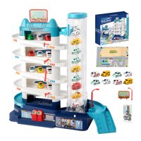 Anikids - Pista De Autos Bighouse Electrica Juguete Niños 6 Niveles Celeste