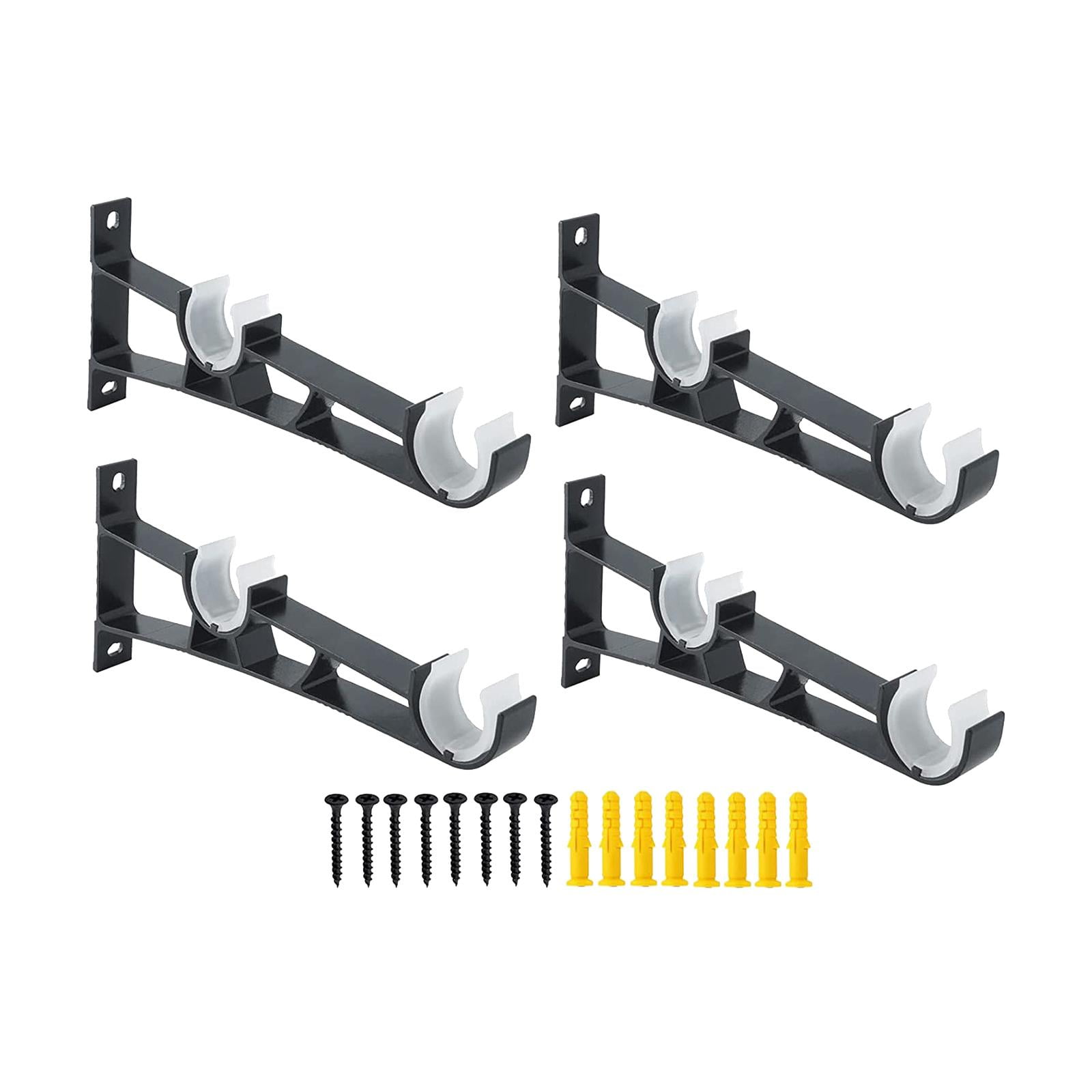 Magideal - 4 Piezas Soportes Para Barra De Cortina Soportes Para Barra De Cortina Con Tornillos Ganchos Para Barra De Cortina De Aleación De Aluminio Para Barras