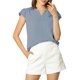 thumbnail image 2 of INSPIRE CHIC Blusa Sólida para Mujer Cuello en V con Volantes Manga Corta Ligera para el Trabajo XS Gris Oscuro Azul, 2 of 6