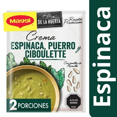 Crema De Espinaca Puerro Y Ciboulette De La Huerta (2 Porciones) Sobre 42 G Maggi