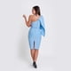 thumbnail image 3 of Vestido ajustado con capa en un hombro color celeste Talla S Mujer, 3 of 3