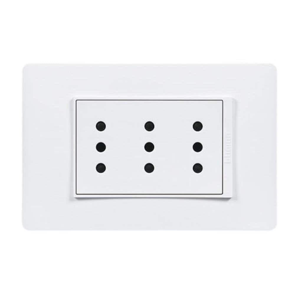 Bticino - Pu1313 Placa Enchufe 3 Tomas, 2p+t, 10a, Blanco