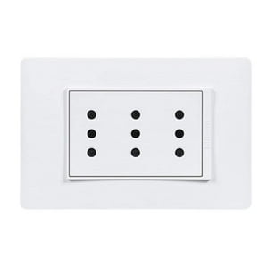 Bticino - Pu1313 Placa Enchufe 3 Tomas, 2P+T, 10A, Blanco