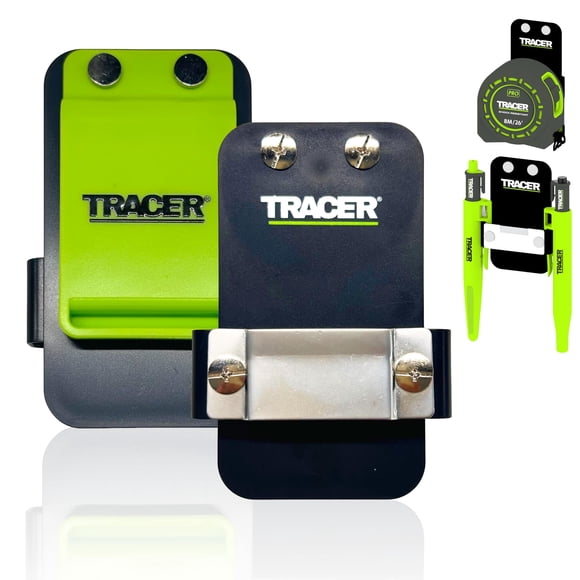 Porta cinta métrica Tracer de aluminio resistente con clip para cinturón