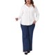 thumbnail image 2 of Agnes Orinda Camisa de Oficina para Mujer Talla Grande con Botones, Cuello Alto con Volantes, Manga Larga, Casual de Negocios 4X Blanco, 2 of 6
