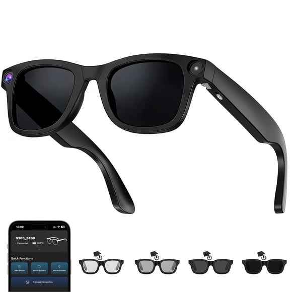 Gafas inteligentes Warchody G300L-B con cámara de 8 MP y asistente de voz con IA