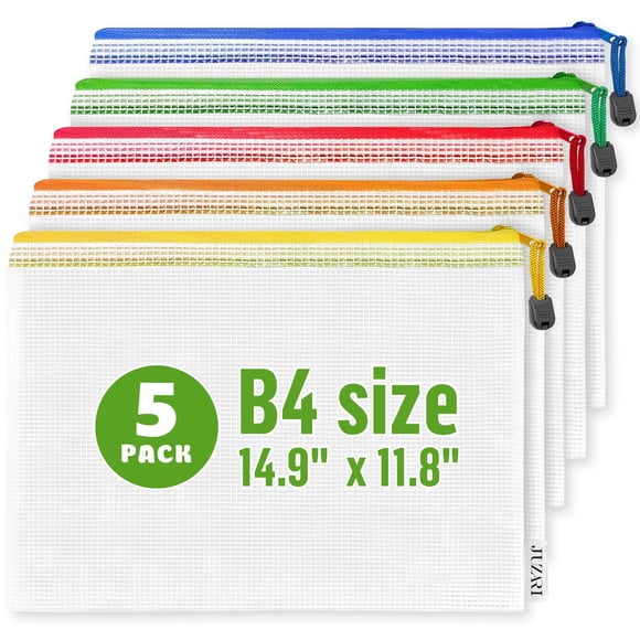 Bolsas con cierre JUZARI, paquete de 5, grandes, de plástico B4 (30 x 38 cm)