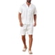 thumbnail image 1 of INSPIRE CHIC Conjunto de Pijama de Satén para Hombre de Manga Corta con Botones a Rayas Ropa de Dormir Sedosa Conjunto de Pantalones Cortos XL Blanco, 1 of 5