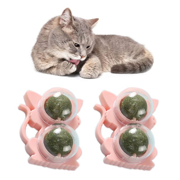 2 bolas de mordedura para gatos, doble bola, juguete masticable para gatos