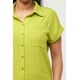 thumbnail image 3 of Saronite Conjunto de Camiseta Holgada de Manga Corta con Bolsillos y Botones y Shorts con Cintura Elástica y Bolsillos Laterales, Color Oliva (para Mujer), 3 of 5