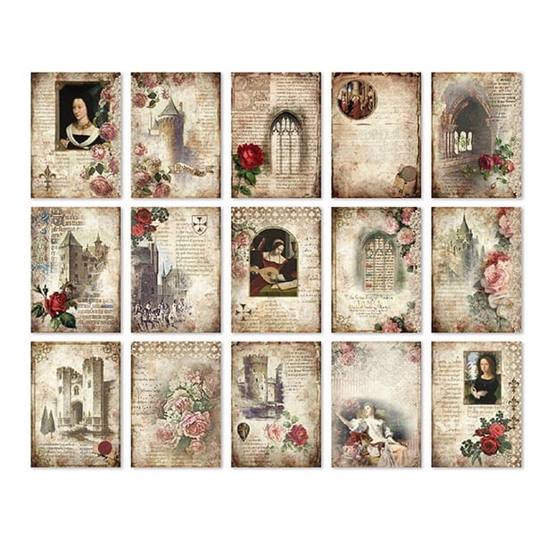 30pcs Vintage Flower Character Handmade Paper for Scrapbooking and Crafts