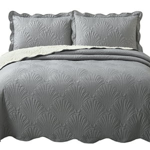 Mallorca - Quilt Sherpa Paris Liso Gris 1,5 Plazas